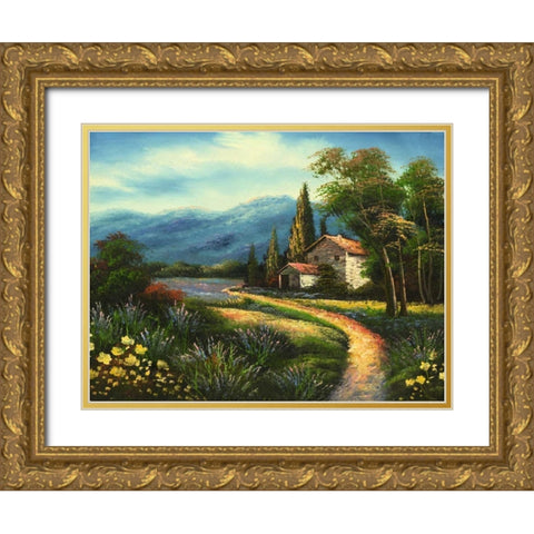 Mountian Getaway Gold Ornate Wood Framed Art Print with Double Matting by Chin, Art