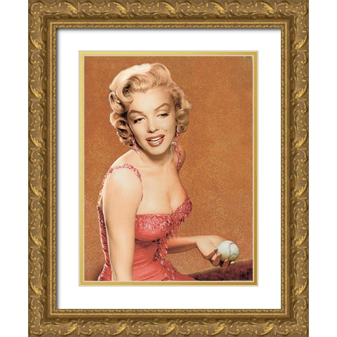Marilyn Baseball Gold Ornate Wood Framed Art Print with Double Matting by Consani, Chris