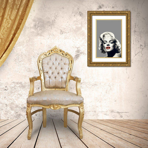 Red Lips Marilyn Gold Ornate Wood Framed Art Print with Double Matting by Consani, Chris