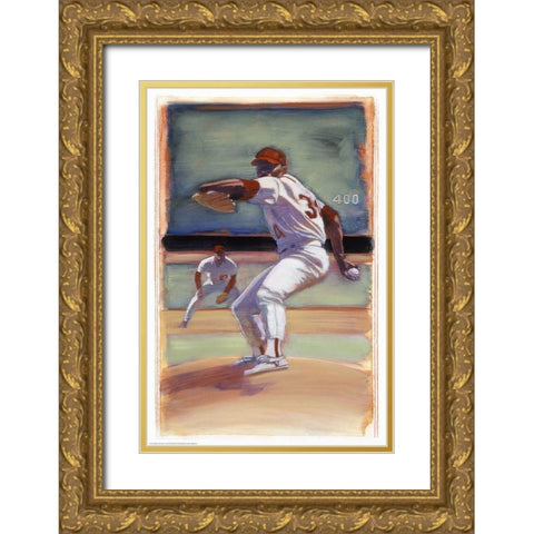 Baseball 1 Gold Ornate Wood Framed Art Print with Double Matting by Dean, Bruce
