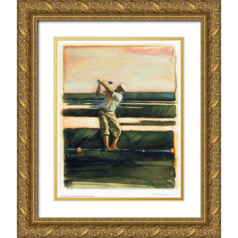 Golfer Gold Ornate Wood Framed Art Print with Double Matting by Dean, Bruce