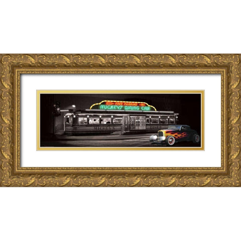 Mickeys Diner Gold Ornate Wood Framed Art Print with Double Matting by Flint, Helen