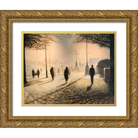 Afternoon In Paris Gold Ornate Wood Framed Art Print with Double Matting by Gipe, Lawernce
