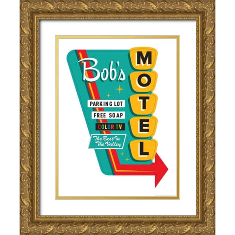 Bobs Motel In White Gold Ornate Wood Framed Art Print with Double Matting by Brando, JJ