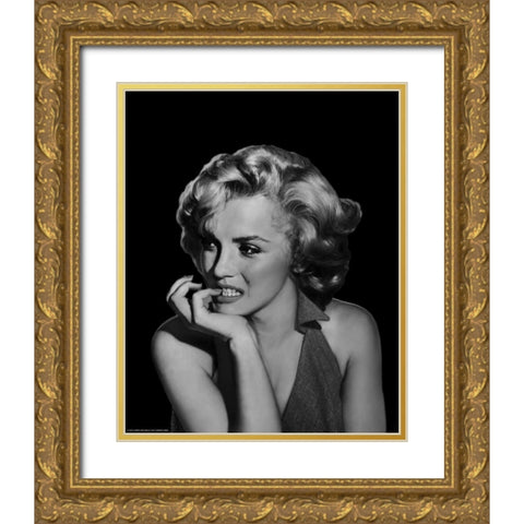 The Thinker - Marilyn Monroe Gold Ornate Wood Framed Art Print with Double Matting by Michael, Jerry