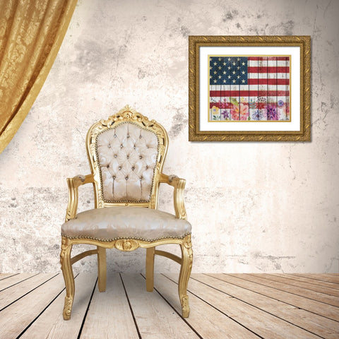 Flag 2 Gold Ornate Wood Framed Art Print with Double Matting by Nobleworks, Inc.