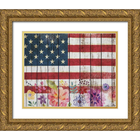 Flag 2 Gold Ornate Wood Framed Art Print with Double Matting by Nobleworks, Inc.