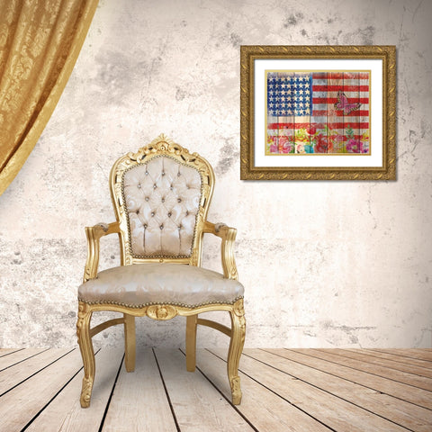 Flag 3 Gold Ornate Wood Framed Art Print with Double Matting by Nobleworks, Inc.