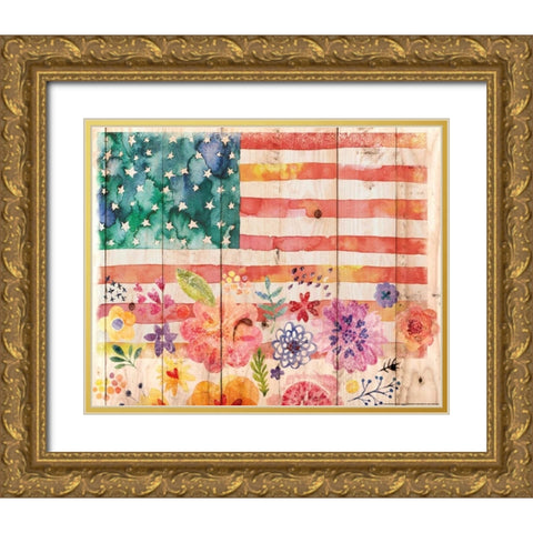 Flag 8 Gold Ornate Wood Framed Art Print with Double Matting by Nobleworks, Inc.