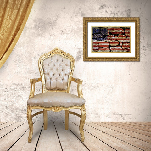 Flag 11 Gold Ornate Wood Framed Art Print with Double Matting by Nobleworks, Inc.
