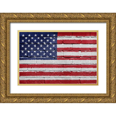 Flag 12 Gold Ornate Wood Framed Art Print with Double Matting by Nobleworks, Inc.