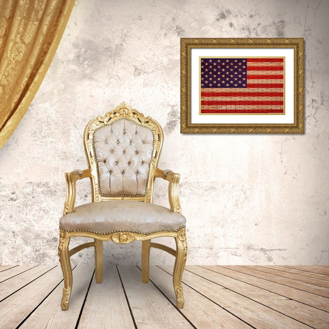 Flag 13 Gold Ornate Wood Framed Art Print with Double Matting by Nobleworks, Inc.