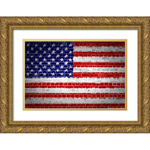 Flag 15 Gold Ornate Wood Framed Art Print with Double Matting by Nobleworks, Inc.