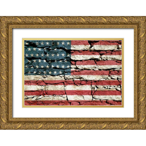 Flag 16 Gold Ornate Wood Framed Art Print with Double Matting by Nobleworks, Inc.