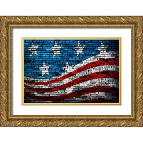 Flag 18 Gold Ornate Wood Framed Art Print with Double Matting by Nobleworks, Inc.