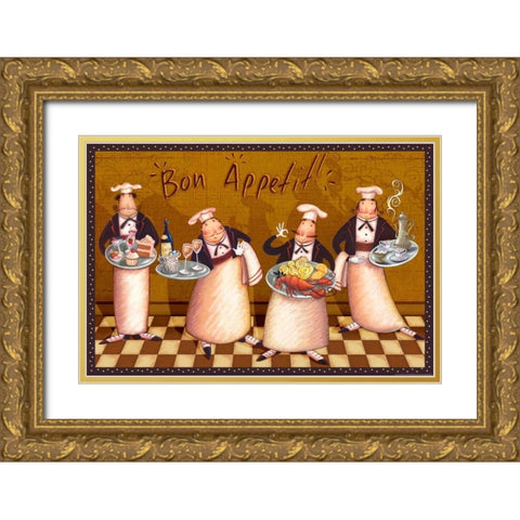 Chefs Bon Appetit Gold Ornate Wood Framed Art Print with Double Matting by Eisner, Viv