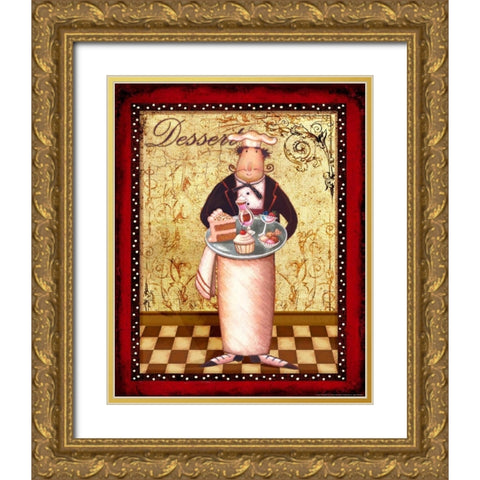 Chef 2 Dessert Gold Ornate Wood Framed Art Print with Double Matting by Eisner, Viv