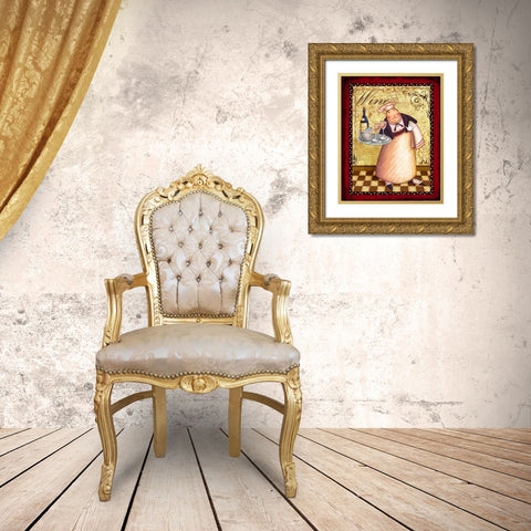Chef 4 Wine Gold Ornate Wood Framed Art Print with Double Matting by Eisner, Viv