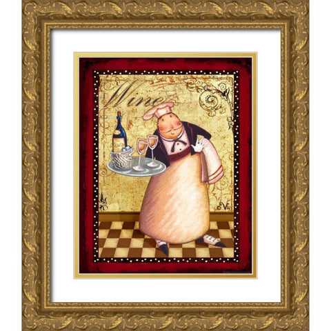 Chef 4 Wine Gold Ornate Wood Framed Art Print with Double Matting by Eisner, Viv