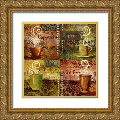Coffee 5 Four Coffees Gold Ornate Wood Framed Art Print with Double Matting by Eisner, Viv