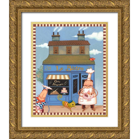 Chef 5 Chez Bistro Gold Ornate Wood Framed Art Print with Double Matting by Eisner, Viv