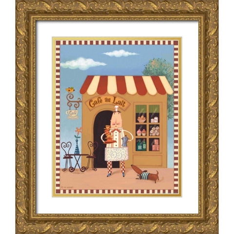 Chef 6 Cafe Au Lait Gold Ornate Wood Framed Art Print with Double Matting by Eisner, Viv