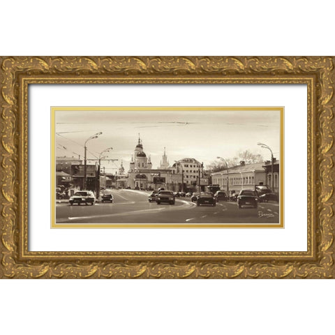 Sergy Radonezhsky Street Gold Ornate Wood Framed Art Print with Double Matting by Ryazanov