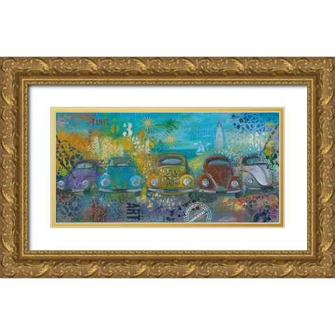 BEETLE LINE Gold Ornate Wood Framed Art Print with Double Matting by Mizo