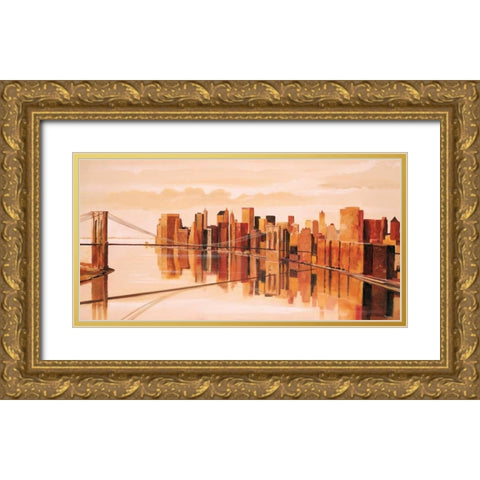 Cityview II Gold Ornate Wood Framed Art Print with Double Matting by Renee