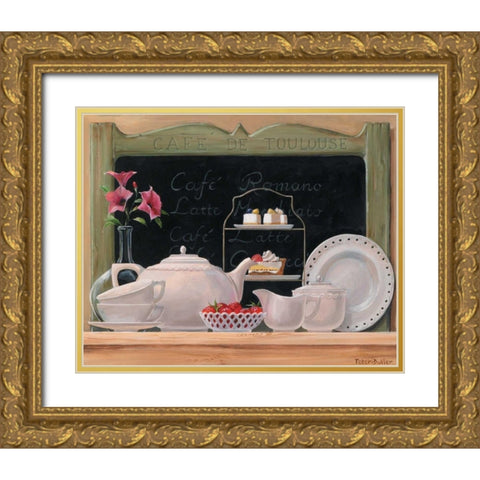 Cafe de Toulouse Gold Ornate Wood Framed Art Print with Double Matting by Butler, Peter
