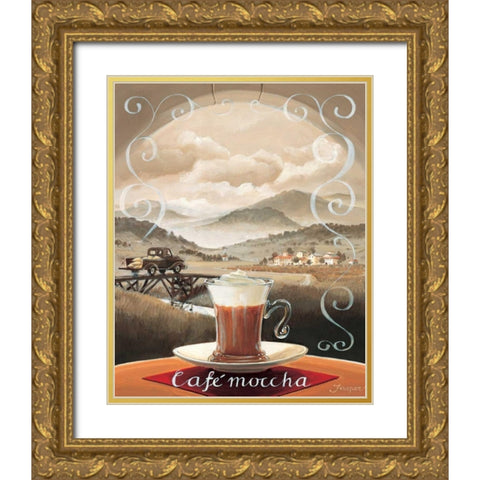 Cafe Moccha Gold Ornate Wood Framed Art Print with Double Matting by Jasper