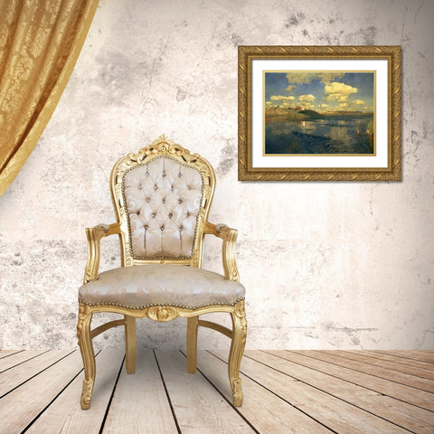 Lake Russia, 1900 Gold Ornate Wood Framed Art Print with Double Matting by Levitan, Isaac
