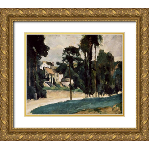 A Way In A Path Gold Ornate Wood Framed Art Print with Double Matting by Cezanne, Paul