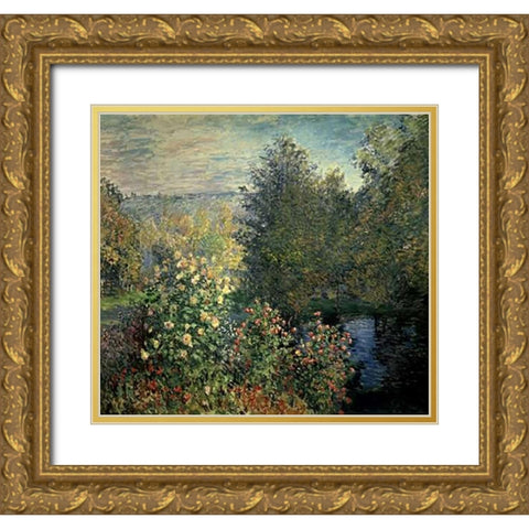 Quiet Corner in the Garden of Montgeron Gold Ornate Wood Framed Art Print with Double Matting by Monet, Claude
