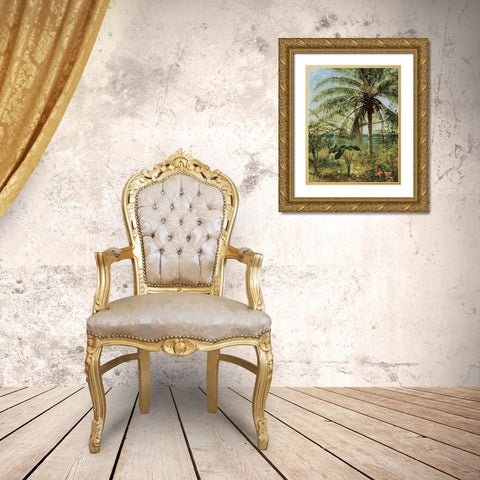 Palm Tree, Nassau 1892 Gold Ornate Wood Framed Art Print with Double Matting by Bierstadt, Albert