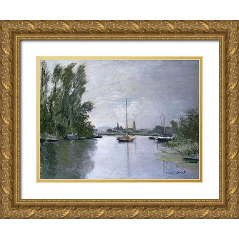 Argenteuil Gold Ornate Wood Framed Art Print with Double Matting by Monet, Claude