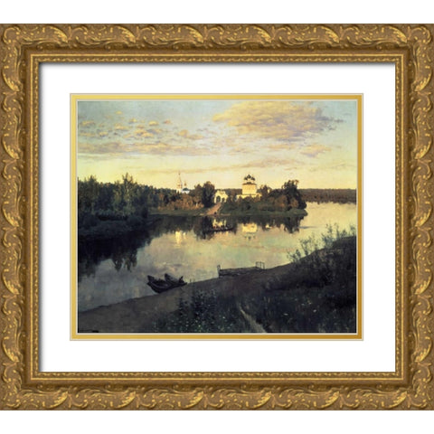 Evening Bells, 1892 Gold Ornate Wood Framed Art Print with Double Matting by Levitan, Isaac
