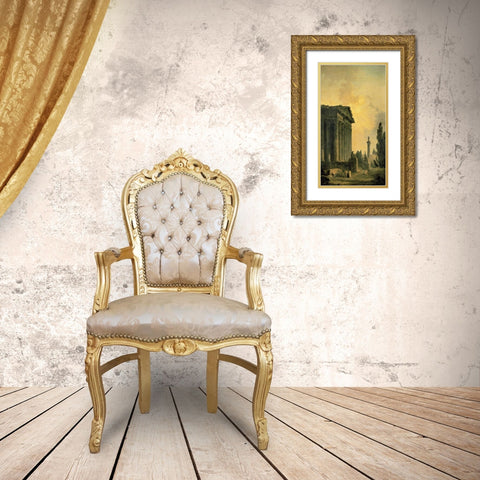 Temple Ruins Gold Ornate Wood Framed Art Print with Double Matting by Robert, Hubert