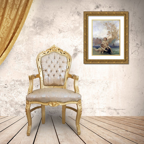 The Birth of Venus Gold Ornate Wood Framed Art Print with Double Matting by Bouguereau, William-Adolphe