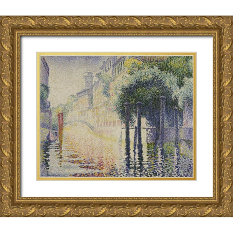 Rio San Trovaso, Venice Gold Ornate Wood Framed Art Print with Double Matting by Cross, Henri Edmond