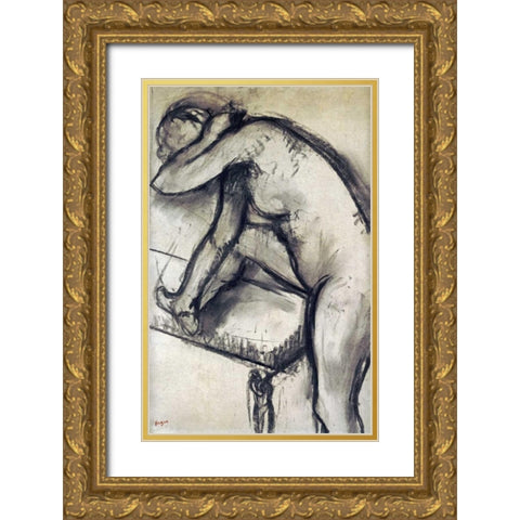 Study of a Dancer Gold Ornate Wood Framed Art Print with Double Matting by Degas, Edgar