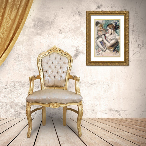 Danseuse Gold Ornate Wood Framed Art Print with Double Matting by Degas, Edgar