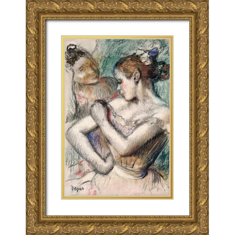 Danseuse Gold Ornate Wood Framed Art Print with Double Matting by Degas, Edgar
