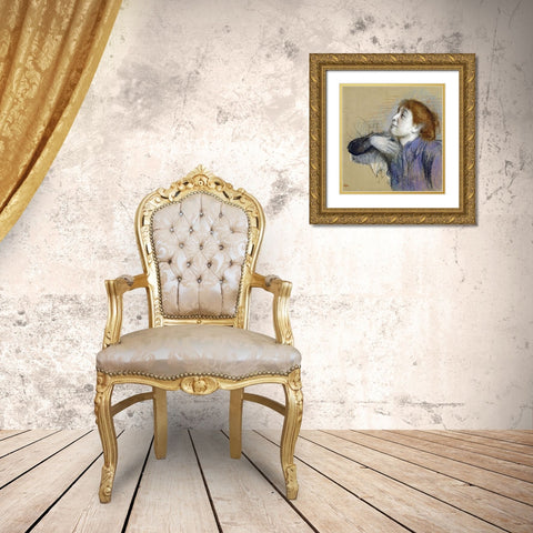 Bust of a Woman Gold Ornate Wood Framed Art Print with Double Matting by Degas, Edgar