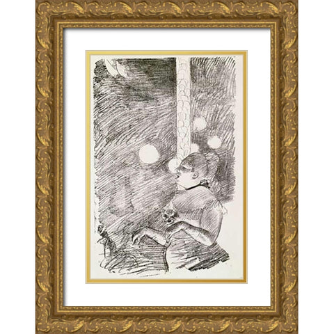 The Song of The Dog Gold Ornate Wood Framed Art Print with Double Matting by Degas, Edgar