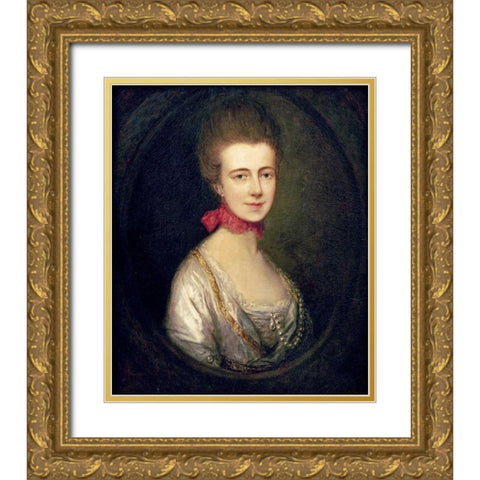 Portrait of Miss Boone Gold Ornate Wood Framed Art Print with Double Matting by Gainsborough, Thomas