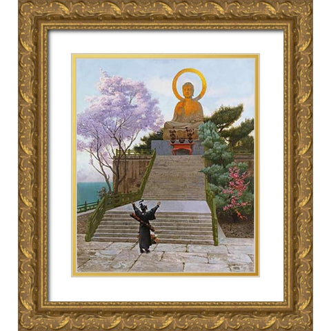 Japanese Imploring a Divinity Gold Ornate Wood Framed Art Print with Double Matting by Gerome, Jean Leon