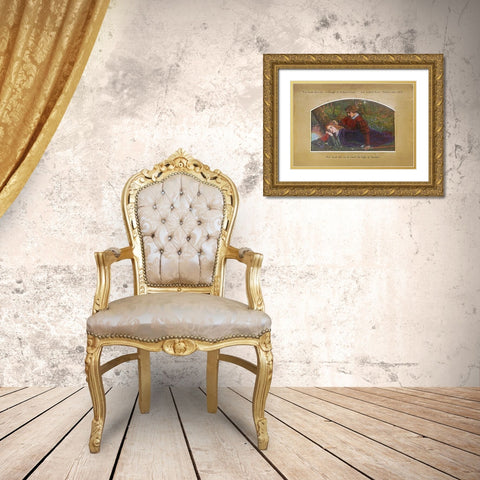 Enid and Geraint Gold Ornate Wood Framed Art Print with Double Matting by Hughes, Arthur