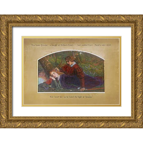 Enid and Geraint Gold Ornate Wood Framed Art Print with Double Matting by Hughes, Arthur