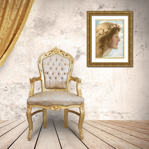 Day Gold Ornate Wood Framed Art Print with Double Matting by Hughes, Edward Robert